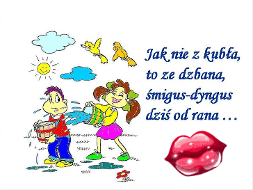 Kartka z niebieskimi życzeniami na Lany Poniedziałek